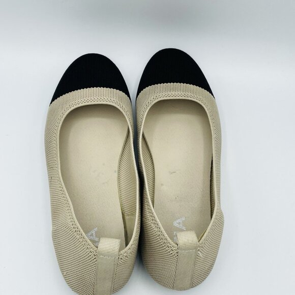 MIA Shoes Womens Size 7.5 M Beige Black Alyssa Slip On Comfort Flats Loafers - Picture 8 of 11